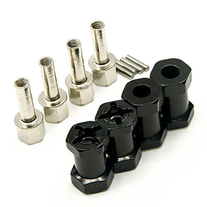 RC 12mm Wheel Hex Drive Hubs Combiner Coupler Aluminum 15mm/20mm/25mm/30mm Offset Extension Longer Combiner Drive Adapter for 1/10 Axial SCX10 Wraith RC Car Upgrade Parts (Black - 20mm) - color: Black - 20mm
