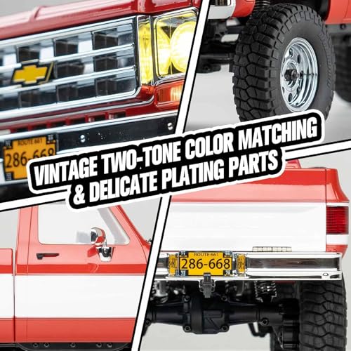 FMS 1/18 FCX18S Chevy K10 S RC Crawler RTR with License Red, RC Pickup Truck 4x4 Chevy Hobby Grade 2-Speed Transmission Monster Truck for Adults with Led Light (red)