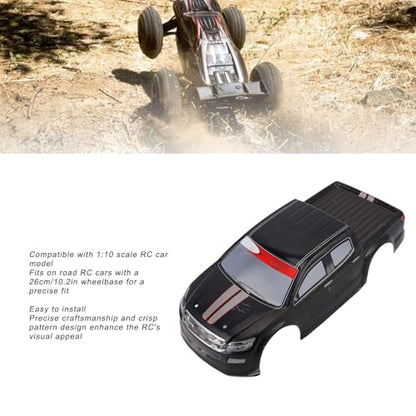 Drfeify 1/10 RC Car Shell, PVC Remote Control Truck Body Shell Cover Spare Part for 26cm Wheelbase (Black) - color: Black