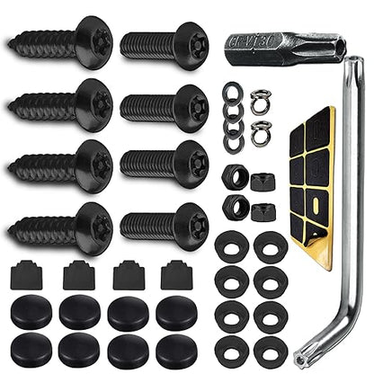Anti Theft License Plate Screws Kits, Tamper Resistant Licence Plate Kit, 1/4"(M6) Security Screws, Rust Proof Stainless Steel Bolts Fasteners Kit for Front Rear Frame Holder Mounting - color: Black2