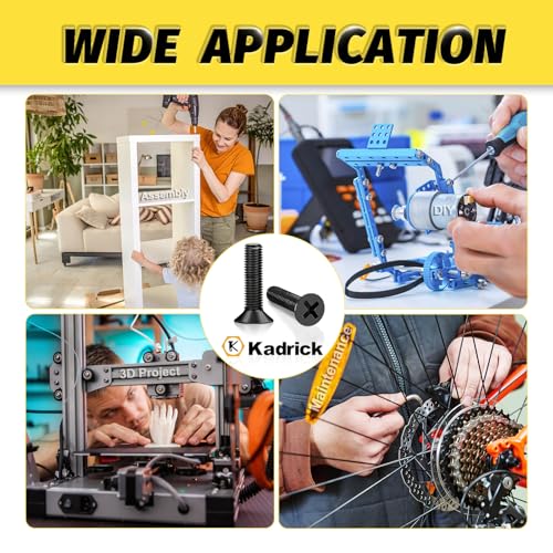 KADRICK 840Pcs M3 Countersunk Screws,M3 Flat Head Screws Length of 6MM-25MM | M3 Countersunk Screw Kit,M3 Bolts Nuts Washers Assortment Kit,Black Zinc Plated - size: M3 840Pcs 6-25mm