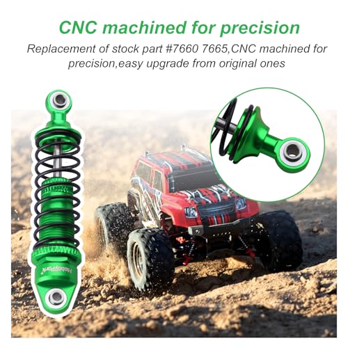 HobbyPark Aluminum Shocks Absorber Assembled (Front & Rear) Full Metal Dampers for Traxxas 1/18 LaTrax Teton Desert Prerunner, Replace Parts 7660 7665(4-Pack) (Green) - color: Green