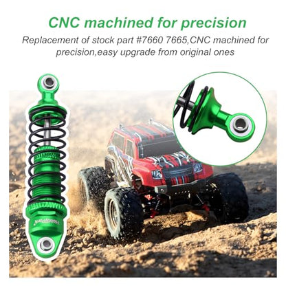 HobbyPark Aluminum Shocks Absorber Assembled (Front & Rear) Full Metal Dampers for Traxxas 1/18 LaTrax Teton Desert Prerunner, Replace Parts 7660 7665(4-Pack) (Green) - color: Green