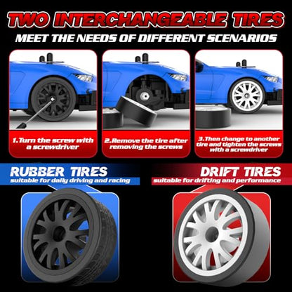RC Drift Car 1/20 Scale 2.4GHz 4WD Remote Control Cars with Led Lights 22KM/H High Speed &1/28 Scale Gesture Sensing RC Stunt Cars Toys for 6-12 Years Old Boys Girls