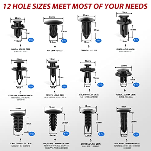 Nilight Trim Removal Tool 102 Pcs, Auto Push Pin Bumper Retainer Clip Set | Fastener Terminal Remover Tool Adhesive Cable Clips Kit Car Panel Radio Removal Auto Clip Pliers - color: 102 Clips+ Remover Tools Blue
