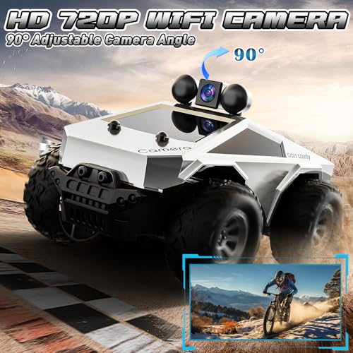 RC Cars with Camera Remote Control Truck with 720P HD FPV Camera, All-Terrain Remote Control Car with Body Light Rechargeable Battery, 1:28 RC Car Vehicle Toy Gifts for Adults Kids Boys Girls
