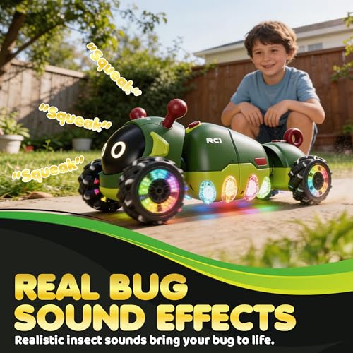 Contixo RC1 Mech Stunt RC Caterpillar Car – Kids Remote Control Car, Omni-Directional 360° in-Place Rotation, Mist Spray, LED Lights, All-Terrain Stunt Vehicle, Torsion Body, 2.4GHz Remote, Green - color: Green
