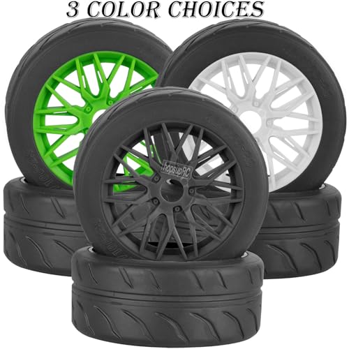 RC Tires Wheels for 1/7 Infraction 6S BLX,1/8 Typhon 6S BLX,Limitless,Rubber Highway Wheels Soft Tires Truck Tire Highway Tires,4PCS White - color: White(4pcs Tires)
