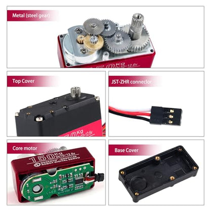 RDS51150 Digital Servo Motor, 150kg High Torque, Metal Gear, Dual Shaft, 12V DC, IP66 Waterproof, with U Bracket for RC Cars, Robotics (270 Degree) - style: 270 Degree
