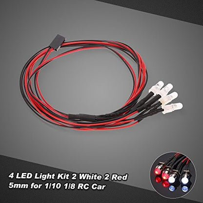 OGRC 4Pcs RC LED Lights Kit Accessories RC Headlights/Taillight Kit Accessories for 1/10 1/8 Modes for Traxxas HSP Redcat RC4WD Tamiya ARRMA Axial SCX10 D90 HPI HSP RC Car（2 White+2 Red） | RC Light for Traxxas Tamiya ARRMA HSP Redcat Axial SCX10 1/10 RC C