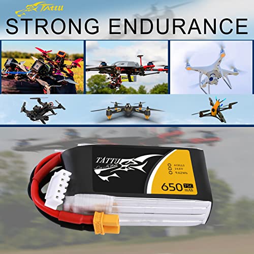 Tattu 650mAh 4S1P 75C 14.8V Lipo Battery with XT30 Plug - size: 1 Pcs