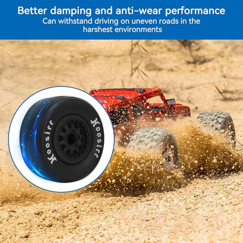 HERCHR 4Pcs RC Rubber Tires, Plastic Wheels Rim 12mm Hex Hub 102mm RC Tires, Strong Shock Absorption & Excellent Grip, Compatible with 1/10 Off Road Crawler Car Trucks Tyres Upgrade Parts