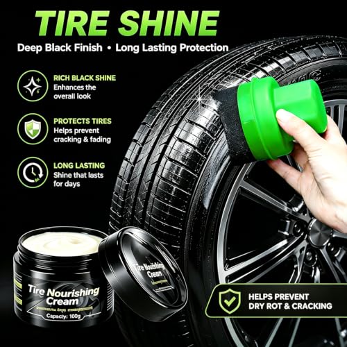 XINDELL Wheel & Tire Cleaning Kit, Deep-Reach Wheel Brush Set for Rims, Spokes, Lug Nuts and Tire Sidewalls, Scratch-Safe Car Detailing Tools with Covered Tire Shine Applicator | Not Just a Brush — A Complete Tire & Wheel Care System