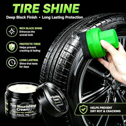 XINDELL Wheel & Tire Cleaning Kit, Deep-Reach Wheel Brush Set for Rims, Spokes, Lug Nuts and Tire Sidewalls, Scratch-Safe Car Detailing Tools with Covered Tire Shine Applicator | Not Just a Brush — A Complete Tire & Wheel Care System