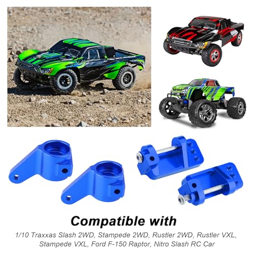 Hobbypark Aluminum Caster Blocks C-Hubs & Steering Blocks Knuckles for Traxxas 1/10 2WD Slash, Rustler, Stampede, Nitro Slash, Replace 3632 3736 (Navy Blue) - color: Navy Blue