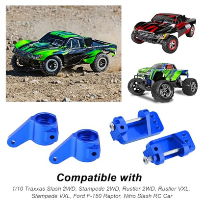 Hobbypark Aluminum Caster Blocks C-Hubs & Steering Blocks Knuckles for Traxxas 1/10 2WD Slash, Rustler, Stampede, Nitro Slash, Replace 3632 3736 (Navy Blue) - color: Navy Blue