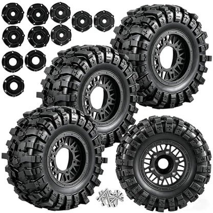 Rc Wheels and Tires Set for 1/10 Slash 2WD 4×4 4WD,Senton,Axia1,Redca t,Rc4w d,Detachable Replacement Running on Off-Road Tire,on-Road Tire w/12mm/14mm/17mm Hex,Soft Tires Plastic Rim,Black - color: Black (1/10)