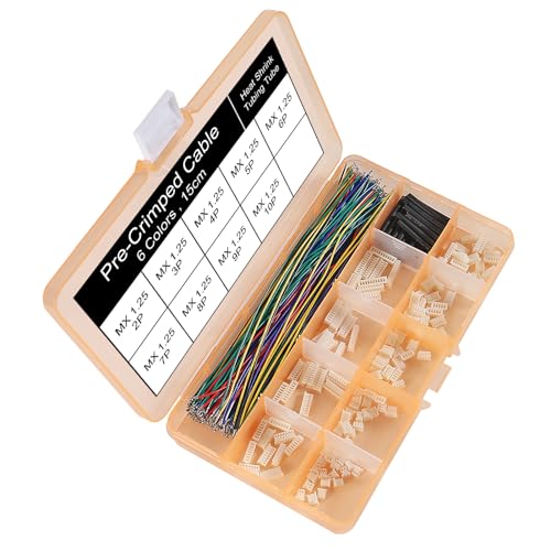 1.25mm Connectors Plug Kit with 15cm Pre-Crimped Cable Wire 2/3/4/5/6/7/8/9/10/12 PIN House Compatible with JST GH Molex PicoBlade Connector 1.25mm Pitch - color: Orange