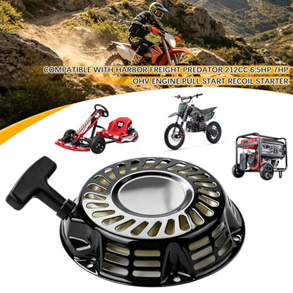 Pull-Start-Recoil-Starter Cover for Harbor Freight-Predator Rato 212cc 6.5HP 7HP OHV Engine Go Kart Pit Bike Generator Lawnmower