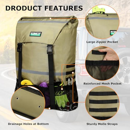 Spare Tire Trash Bag, Offroad Storage Bag for Jeep Truck SUV Car | Fits Up to 40" Tires, Easy to Attach, Heavy Duty Cargo Storage for Recovery Gear, Firewood & Camping Supplies