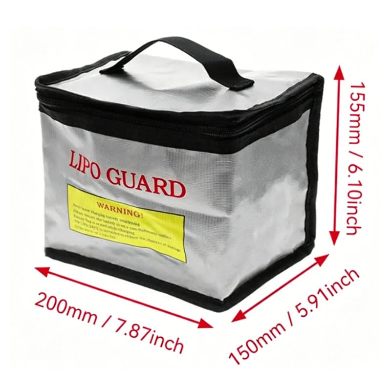 RC Cars, Boats, and Drones | Lithium Battery Storage Bag | Shock-Resistant Bag | Dimensions: 8.66 in x 6.1 in x 4.53 in