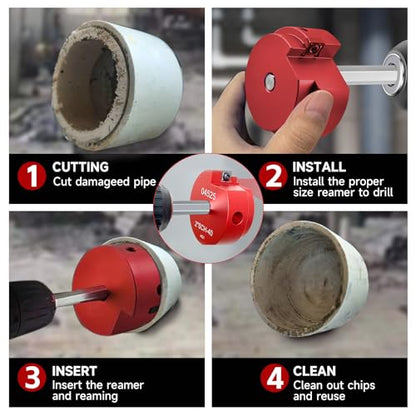 PVC Pipe Fitting Reamer Kit, Plumbing Pipe Saver,PVC Socket Saver with 3/8-Inch Hex Shaft PVC pipe reamer tool Contains PPR150 Size:1.5" - size: 1.5inch