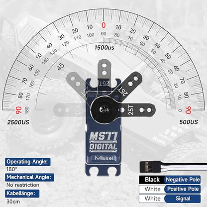 70kg Brushless Servo Motor High Torque for 1/8 1/10 RC Car Crawler | 70kg.cm Torque, 0.12sec/60° Speed. IP67 Waterproof, Metal Gear, 180°Digital Steering Servo with 25T Horn for RC Robot Boat