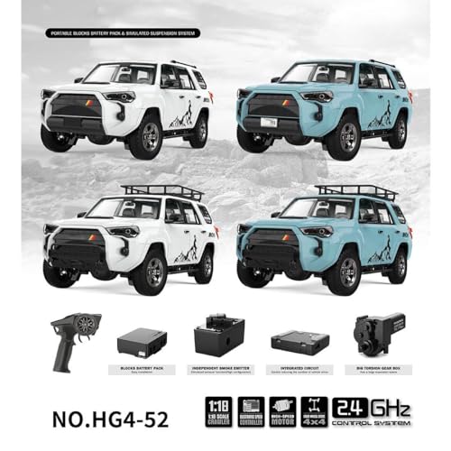 Remote Control Car, All Terrains RC Electric Brushed Off Road Climbing Car, 1/18 4WD RC Buggy Truck 2.4G RC Car, High Speed RC Truck Vehicle Model for Adults RTR Version, White - color: White, size: Standard RTR Version