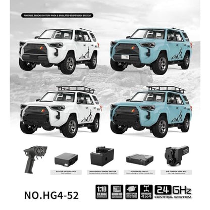 Remote Control Car, All Terrains RC Electric Brushed Off Road Climbing Car, 1/18 4WD RC Buggy Truck 2.4G RC Car, High Speed RC Truck Vehicle Model for Adults RTR Version, White - color: White, size: High-End RTR Version