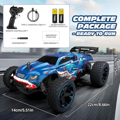 Tecnock RC Cars for Kids, 1:18 Scale 2WD RC Car with USB-C Easy Charging, 2.4GHz Remote Control Car with LED Lights & 50 Mins Playtime, Toys Gifts for Boys & Girls Ages 8-12 - color: Navy Blue