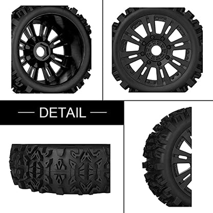 OGRC 1/8 RC Wheels and Tires 17mm Hex RC Monster Truck Buggy PreGlued RC Tires and Rims with Foam Inserts for Traxxas,Redcat, Losi, HPI, HPS 1/8 RC Car Etc Set of 4