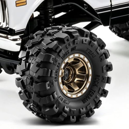 1.0" Beadlock Aluminum Wheels and 57mm Soft Rubber Tires | for SCX24, TRX4M, Ascent 18, FCX24, 1/18 1/24 RC Crawler, 7mm Hex, 0mm Offset, with Foam Inserts, (Black 3) - color: Bronze 3