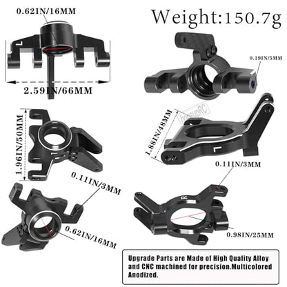 RC Aluminum Suspension Arms Set&Hubs Caster Blocks&Front Steering Block Knuckles&Rear Hubs Upgrades Parts for 1/10 Kraton/Outcast V2 4S BLX,Front Rear Suspension Arms Hops Up,Black - color: Black(for 1/10)