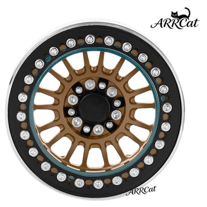 Alloy 2.2 Beadlock Wheels Rims for 1/10 TRX4 TRX6 SCX10 SCX10 II SCX10 III SCX10 Pro Gen7/8 D90 VS4-10 MST CFX RC Crawler Car,RC 2.2 Beadlock Wheel Off Road Buggy Rally RC Truck Wheel,Bronze - color: Bronze - (Alloy 2.2 Beadlock)