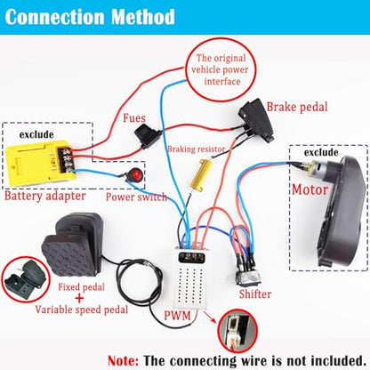 PWM 0-30s Soft Start/Soft Stop DC Motor Speed Controller with Variable Speed Padel Braking Resistor Gear Shifter Kit