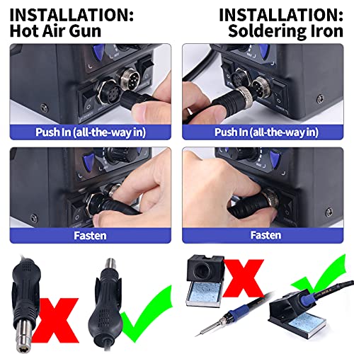 YIHUA 8786D I 2 in 1 Hot Air Rework and Soldering Iron Station with 10 Solder Iron Tips, 4 Hot Air Nozzles, °F /°C, Cool/Hot Air Conversion and Sleep Function