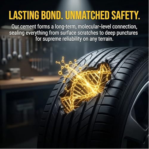 Vulcanizing Cement, Waterproof & Fast Dry Formula for Rubber, 250ml | Tire Repair Glue with Brush, Long-lasting, Heavy Duty Rubber Cement Glue for Motorcycle, Bike, Car and Any Rubber Material