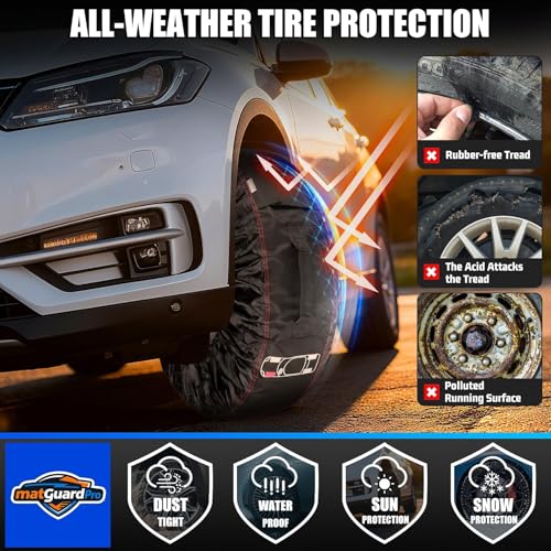 4-Pack Portable Tire Storage Bags for 21–32 Inch Wheels | Handle for Easy Transportation, Seasonal Tire Change, Universal Spare Tire Covers, Winter / All Season Wheels