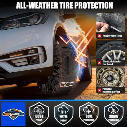 4-Pack Portable Tire Storage Bags for 21–32 Inch Wheels | Handle for Easy Transportation, Seasonal Tire Change, Universal Spare Tire Covers, Winter / All Season Wheels