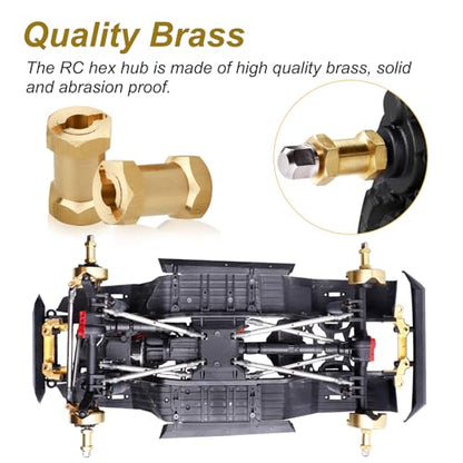4PCS CrazyHobby Brass RC 12mm Wheel Hubs Extensions Wheel Spacers Hex Drive Adapter for 1/10 RC Crawler Axial SCX10 & SCX10 II 90046 D90 (20mm) - size: 20mm