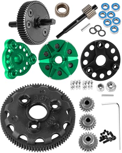 RC Transmission Gear &48P 86T w/19T 21T 23T Pinions &Slipper Clutch &Pressure Plate &Slipper Rebuild Kit Upgrades Part for 1/10 2WD Slash/Rustler/Stampede/Bandit 2WD(VXL) RC Car,Green - color: Green(1set)