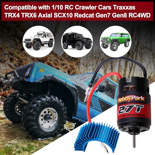 Hobbypark 27T Motor 550 Brushed Motor Electric Engine w/Heatsink for 1/10 RC Crawler Car Traxxas TRX4 TRX6 Axial SCX10 Redcat Gen7 Gen8 RC4WD - size: 27T