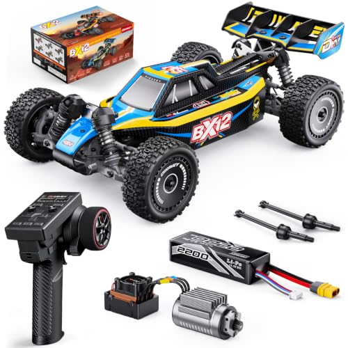 1/12 Brushless RC Cars for Adults,Remote Control Car for Fast | Max 42 MPH 4X4 High Speed Racing RC Buggy with 3S 2200 mAh Battery,Fast Off-Road RC Truck,Suitable as Giftfor Beginner-yellow - color: Blue Yellow