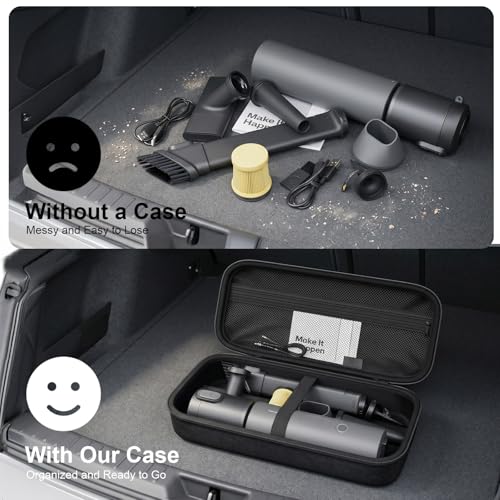 ANKHOH Hard EVA Case for HOTO for Voice-Tank 4-in-1 Car Vacuum Air Duster | Protective Storage Organizer,for Auto Detailing & Office Keyboard Cleaning Kit, Fits Mini Vac & Accessories,Black