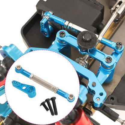 harayaa RC Car Steering Rod Adjustable Pull Rod Linkages Servo Linkage Rod Metal Front Rear Aluminum Alloy Upgrade Part for 1/10 RC Truck Accessories Suitable, Blue - color: Blue