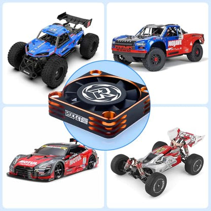 Surpass Hobby 40mm RC Motor Cooling Fan,16000RPM ESC Cooling Fan for 1/8 1/10 RC Truck Car Diameter 40mm Blrushless Motor（Orange&Black） - style: Orange