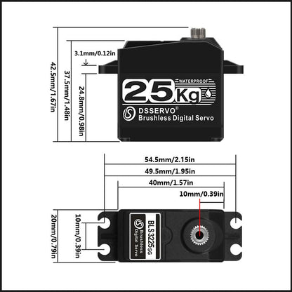 25KG Brushless Servo, IP67 Waterproof,Double Bearing Motors,High Speed High Torque Metal Stainless Steel Gear,Digital Servo for 1/8 1/10 Scale RC Robotic DIY (25KG 270 Degree Servo) - style: 25KG 270 Degree Servo
