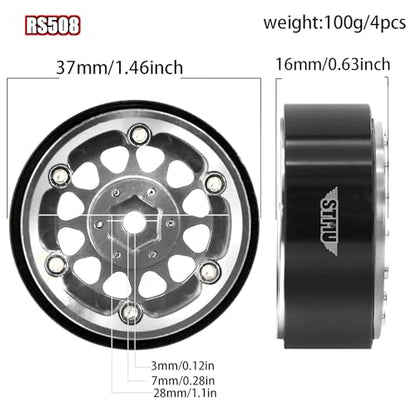 1.3" Aluminium Beadlock Wheels, RC Crawler Upgrade Parts for TRX4M SCX24 1/24 1/18 Scale RC Crawler Cars (Silvery) - color: Silvery