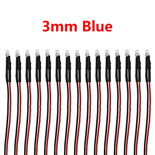 15PCS HIRCQOO RC Car 3MM & 5MM Pre Wired Led Light Emitting Diodes 12V Mini Single Led Bulbs Compatible with Traxxas TRX-4 TRX-6 Axial SCX10 90046 1/10 RC Crawler Car Truck DIY Parts (3mm,Blue) - size: 3mm,Blue