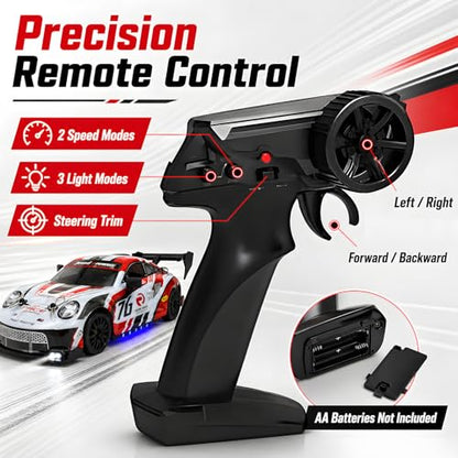 HTURCCOP RC Drift Car 1:24 2.4GHz with LED Light, Race Car Toys for Boy Girl 8-12 Years Old, Speed Adjustable 25Km/H,High Speed RC Racing Cars Perfect Toy Gift for Boys & Girls - color: Red